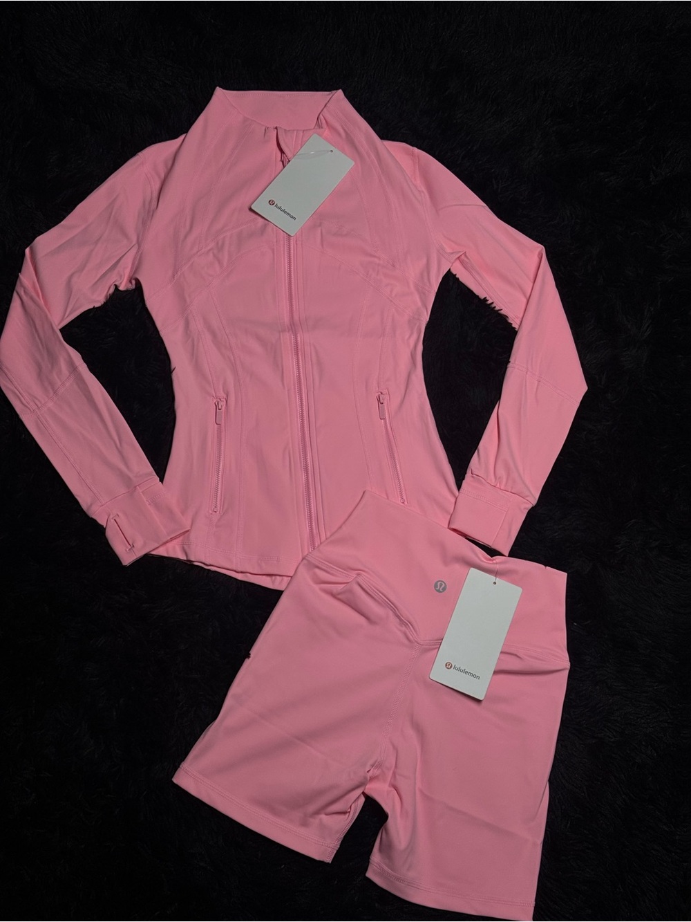 Pink Lululemon 4in Shorts Set